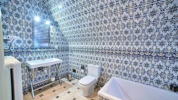 Hair dryer, towels, toilet paper