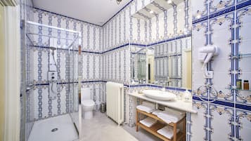 Hair dryer, towels, toilet paper