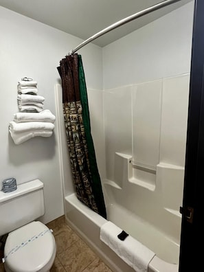 Combined shower/tub, free toiletries, hair dryer, towels - Buffalo Bill's Antlers Inn (Cody)