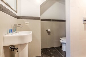 Shower, free toiletries, towels, soap