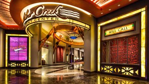 The interior of the Four Winds Hotel with a prominent 'Will Call' sign and a large illuminated sign reading 'Alcar Center'. - Four Winds Casino Resort – New Buffalo (New Buffalo)
