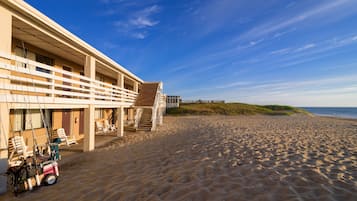 Utsikt mot strand/hav