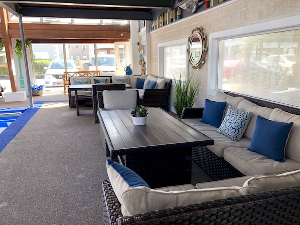 Indoor pool, open 9:00 AM to 8:30 PM, sun loungers