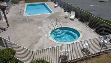 Outdoor pool, sun loungers