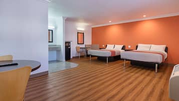 Desk, free WiFi, bed sheets