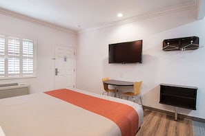Desk, free WiFi, bed sheets