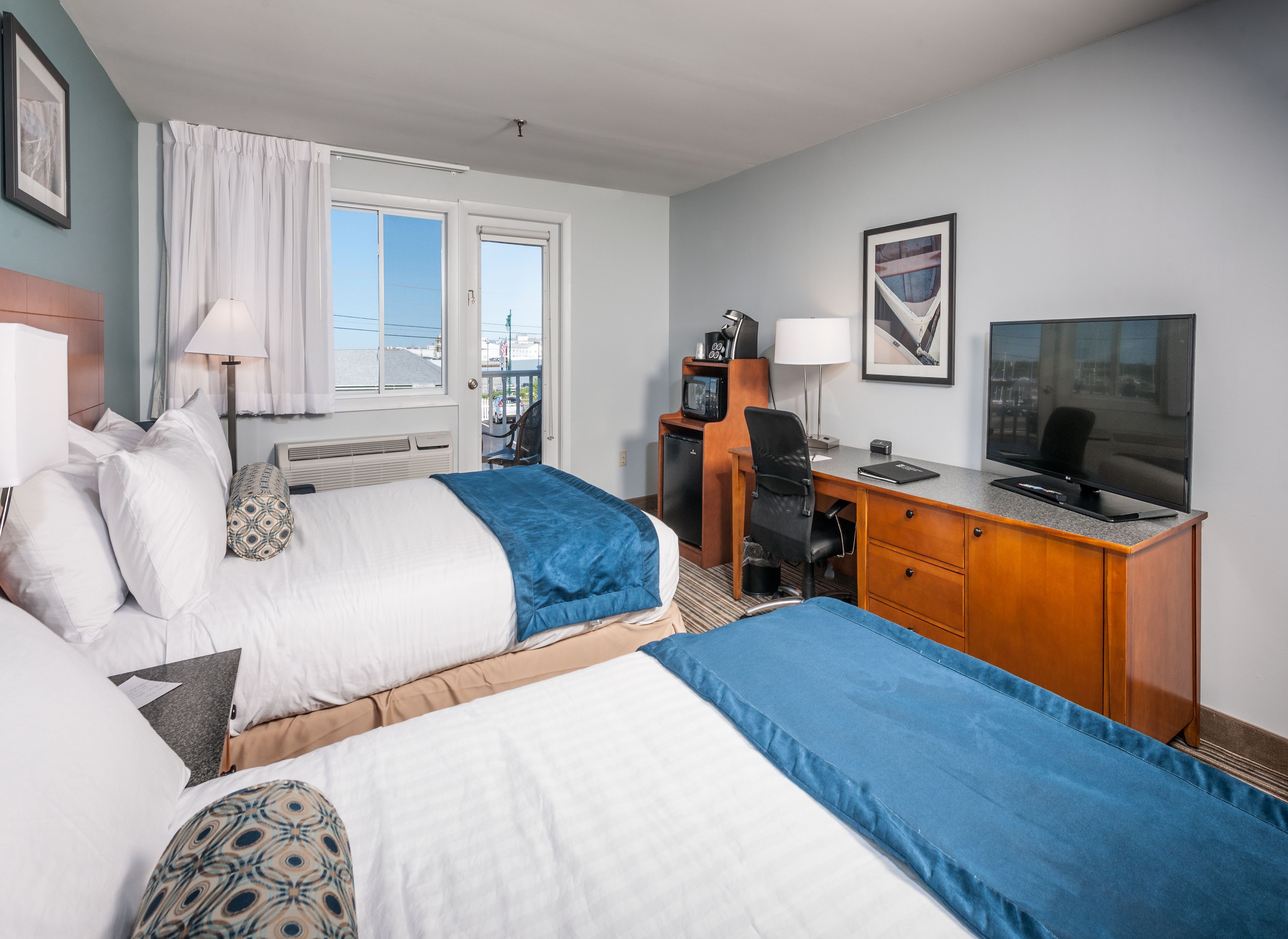 room, 2 queen beds, balcony, harbour view | desk, iron/ironing board, free wifi, bed sheets