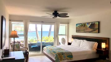 Standard Room, 1 King Bed, Lanai, Ocean View, Ground Floor | Premium bedding, desk, free WiFi, bed sheets