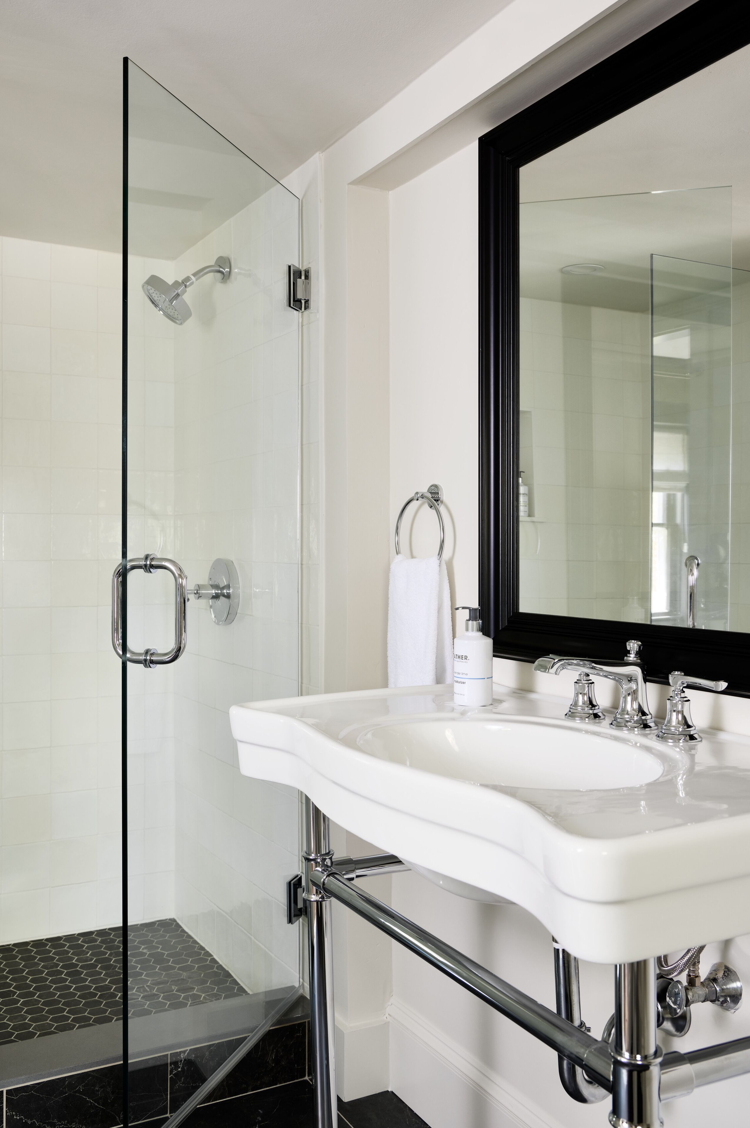 designer toiletries, hair dryer, bathrobes, towels