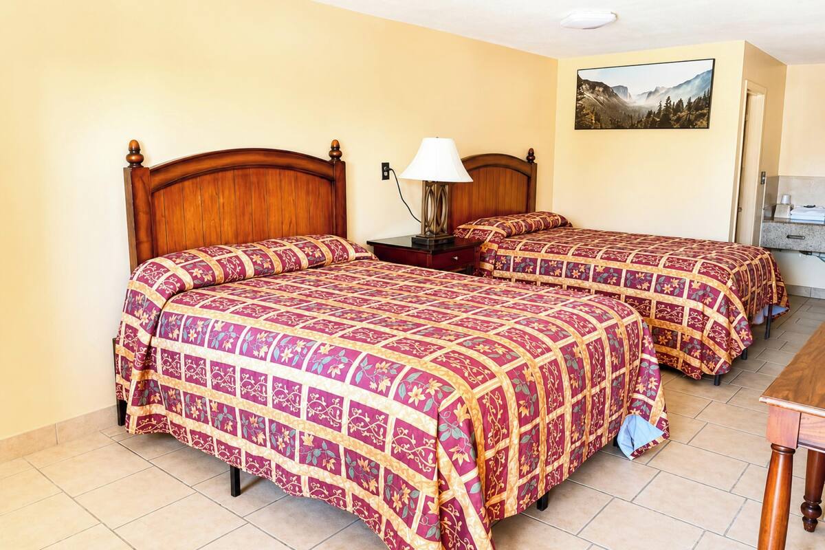 Room, 2 Double Beds, Smoking | Desk, WiFi (free), bed sheets