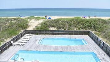 Indoor pool, seasonal outdoor pool, pool umbrellas, sun loungers