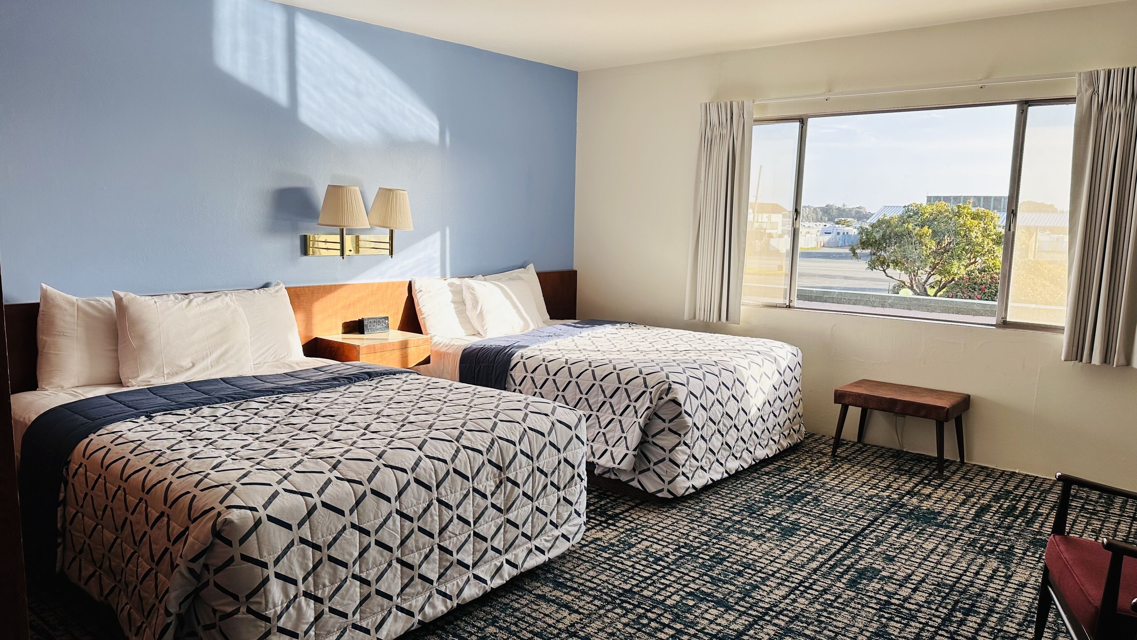 Desk, blackout curtains, free WiFi, bed sheets