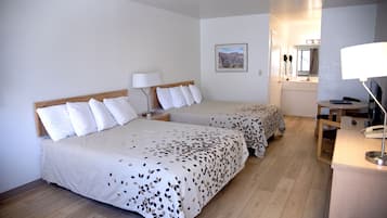 Standard Room, 2 Queen Beds, Refrigerator & Microwave | Desk, laptop workspace, blackout drapes, iron/ironing board