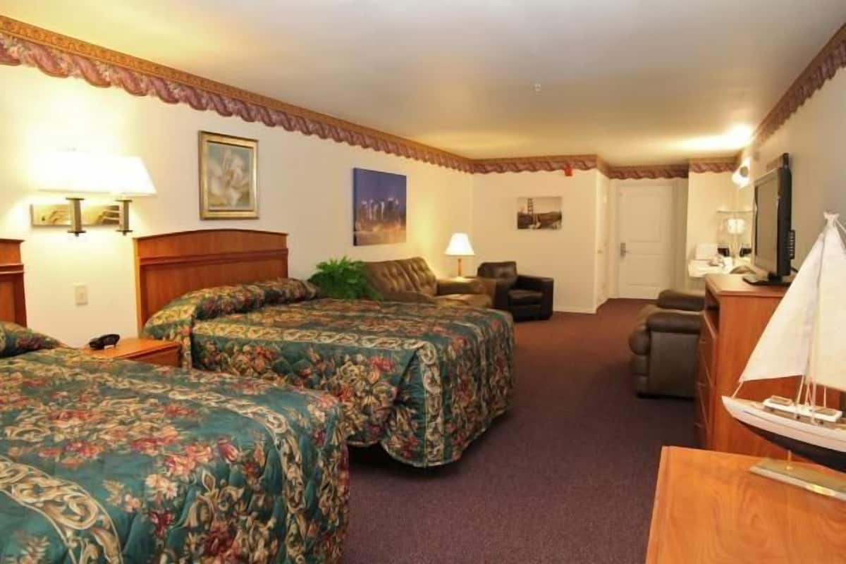 Standard Room, 2 Queen Beds | Pillowtop beds, desk, blackout drapes, iron/ironing board