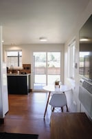 Superior Studio Suite, 1 Queen Bed, Kitchen, Mountain View | Living area | TV, DVD player, pay movies