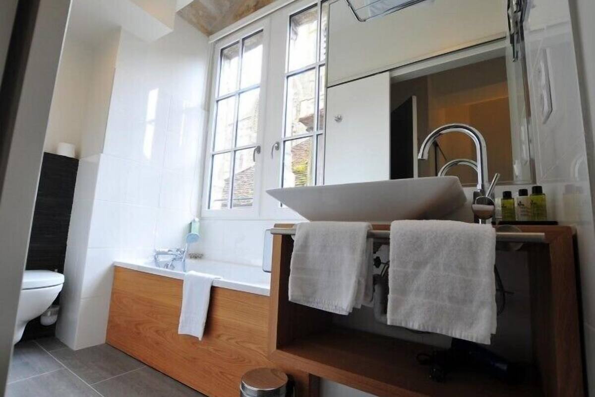 double room (basilique) | bathroom | shower, free toiletries, hair dryer, towels
