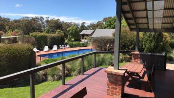 Group Lodge (4 Queen, 2 Single and 5 Bunk Bed), 4 Bedrooms, Pool View | Terrace/patio