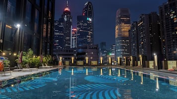 Outdoor pool, pool loungers