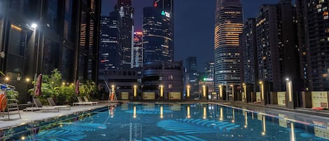 Outdoor pool, pool loungers