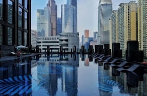 Outdoor pool, pool loungers