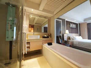 Deluxe Room Carpet | Bathroom | Free toiletries, hair dryer, bathrobes, slippers - The Bazaar Hotel (Bangkok)