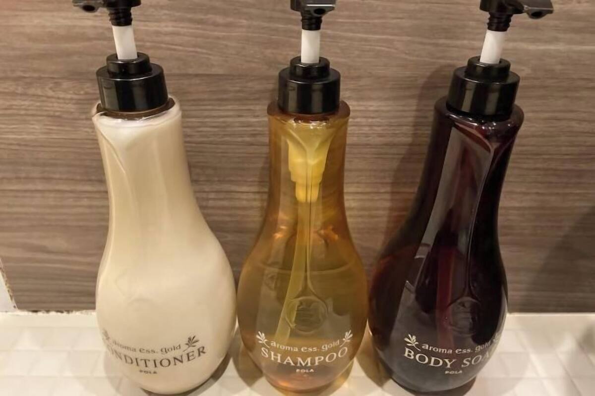 Separate tub and shower, free toiletries, hair dryer, slippers