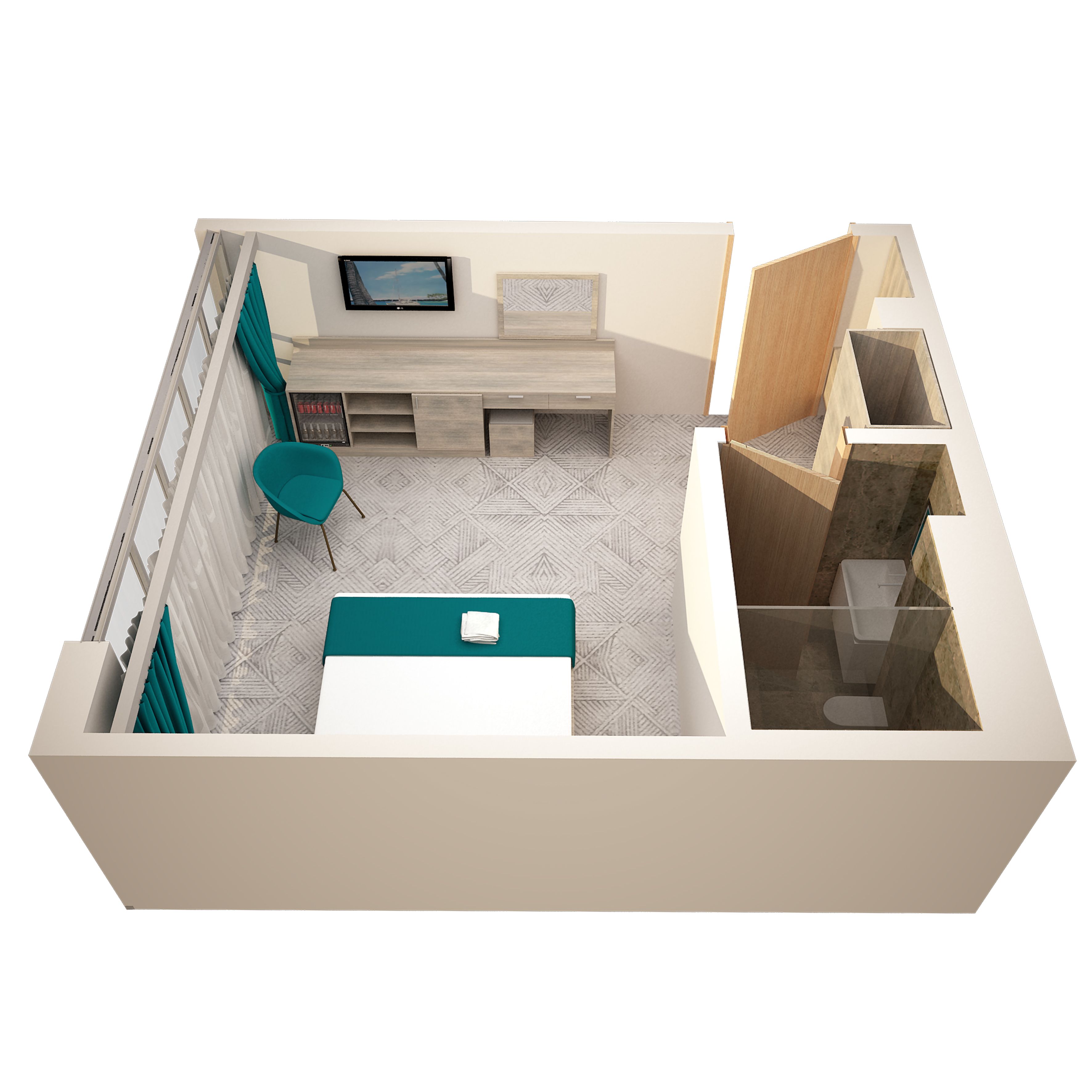 grand double room, 1 double bed | floor plan