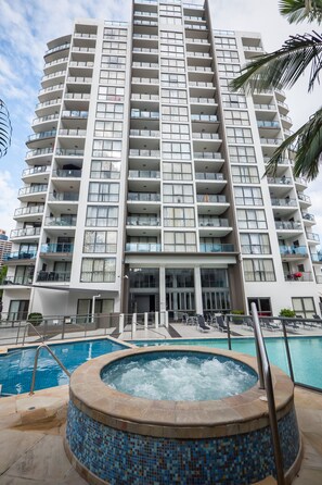 Outdoor pool, pool loungers