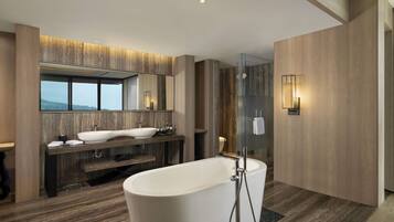 Eco-friendly toiletries, bathrobes, slippers, towels