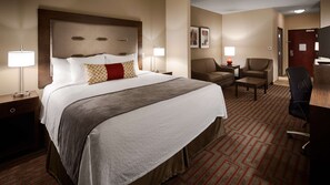 Pillowtop beds, desk, laptop workspace, blackout drapes