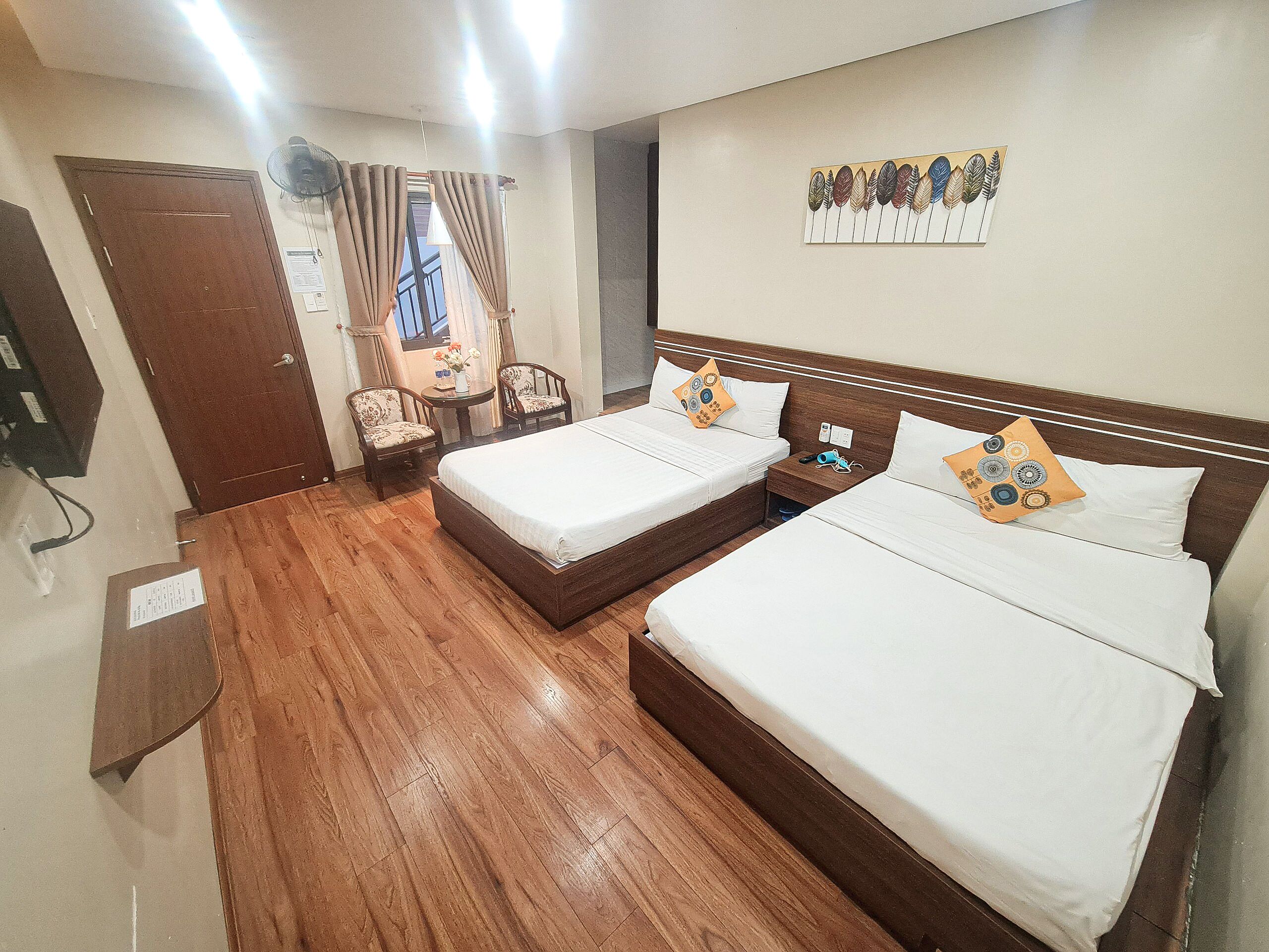 family quadruple room, 2 double beds, smoking, garden view | minibar, in-room safe, desk, free wifi