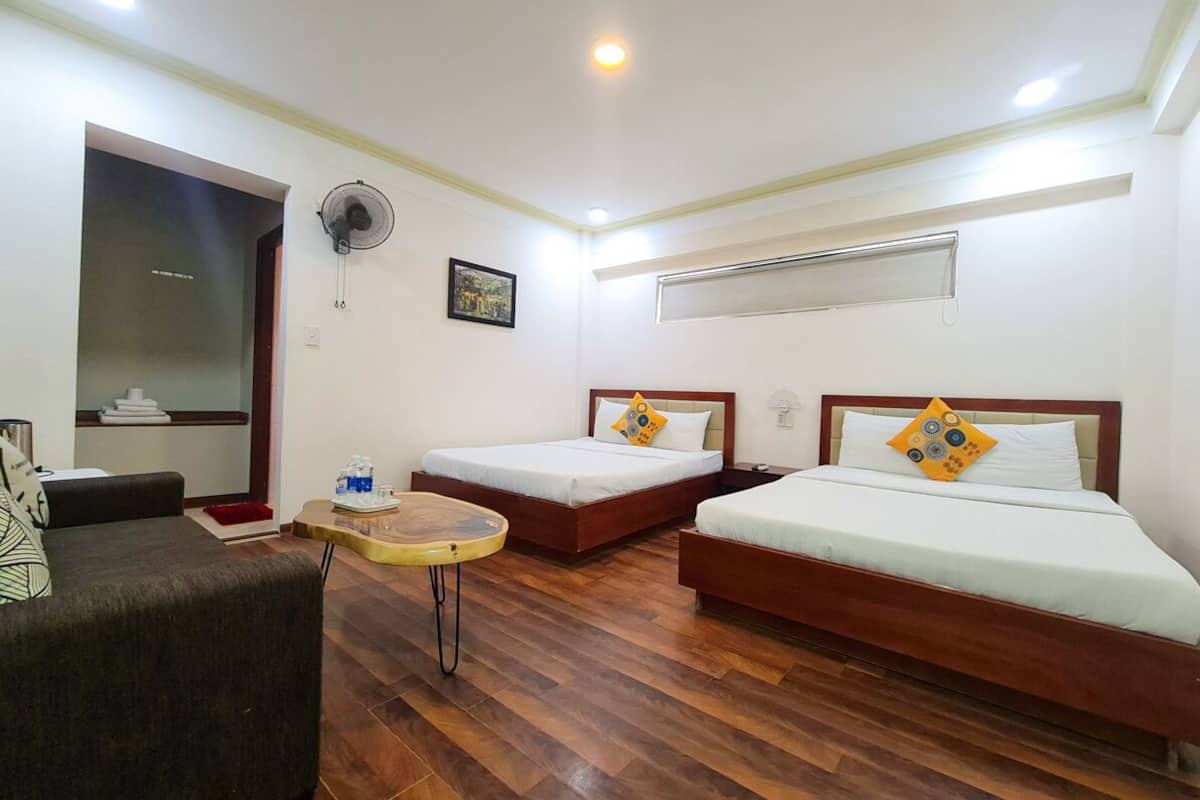 family quadruple room, 2 double beds, smoking, garden view | minibar, in-room safe, desk, free wifi