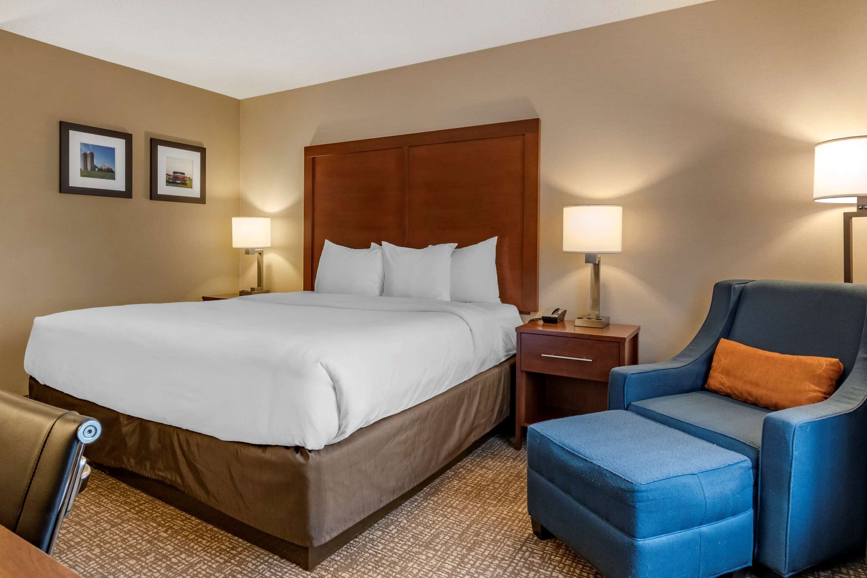 Desk, blackout drapes, iron/ironing board, free cribs/infant beds