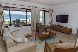 55-inch flat-screen TV with satellite channels, TV