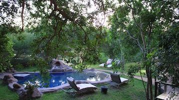 Outdoor pool, sun loungers