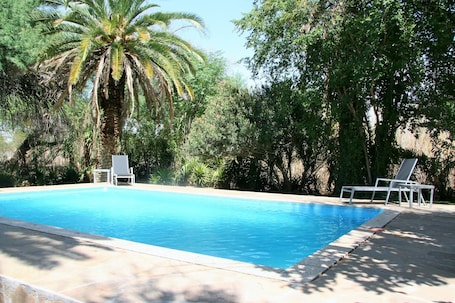 Outdoor pool, pool loungers