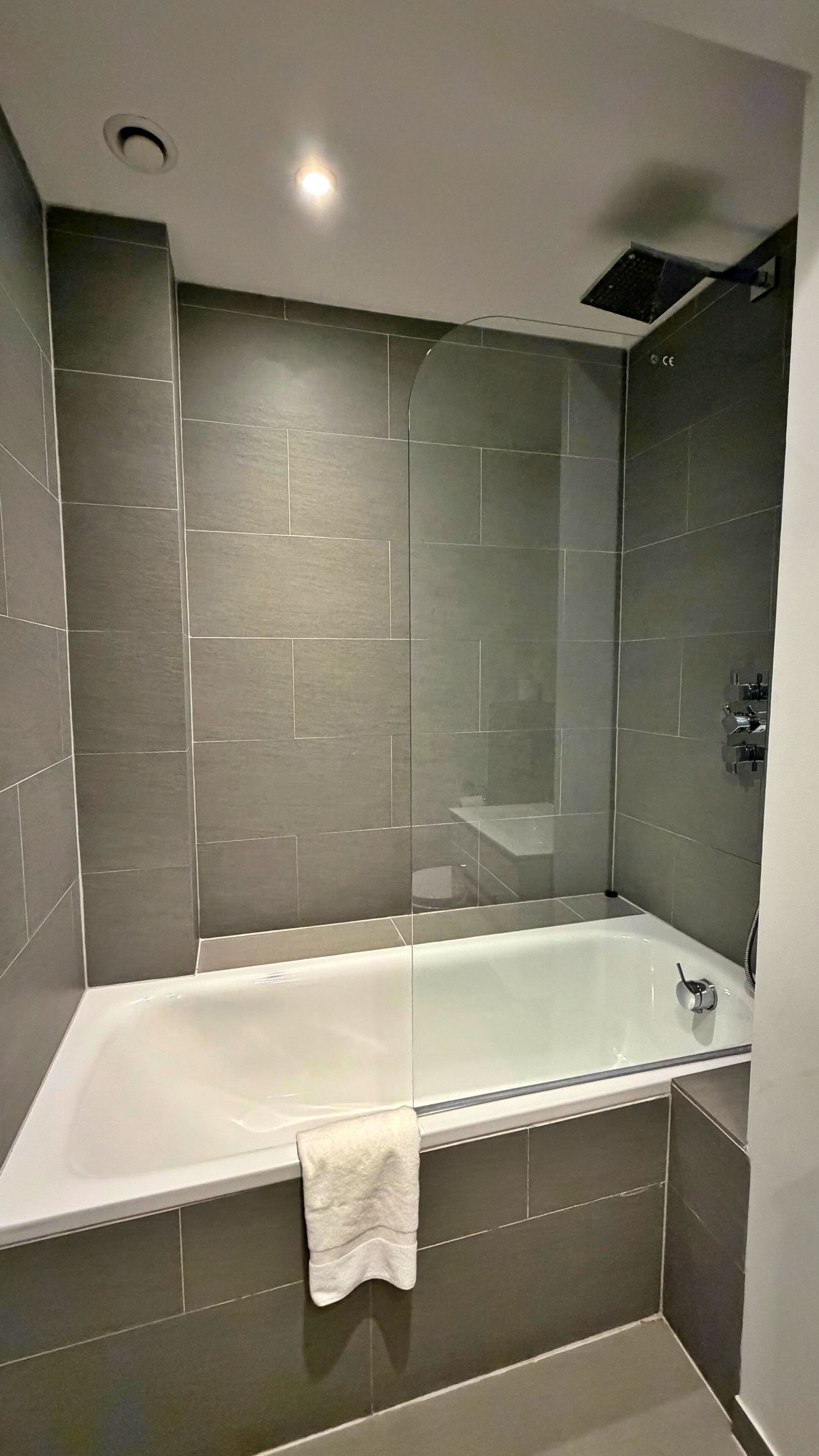 Combined shower/tub, free toiletries, towels, shampoo