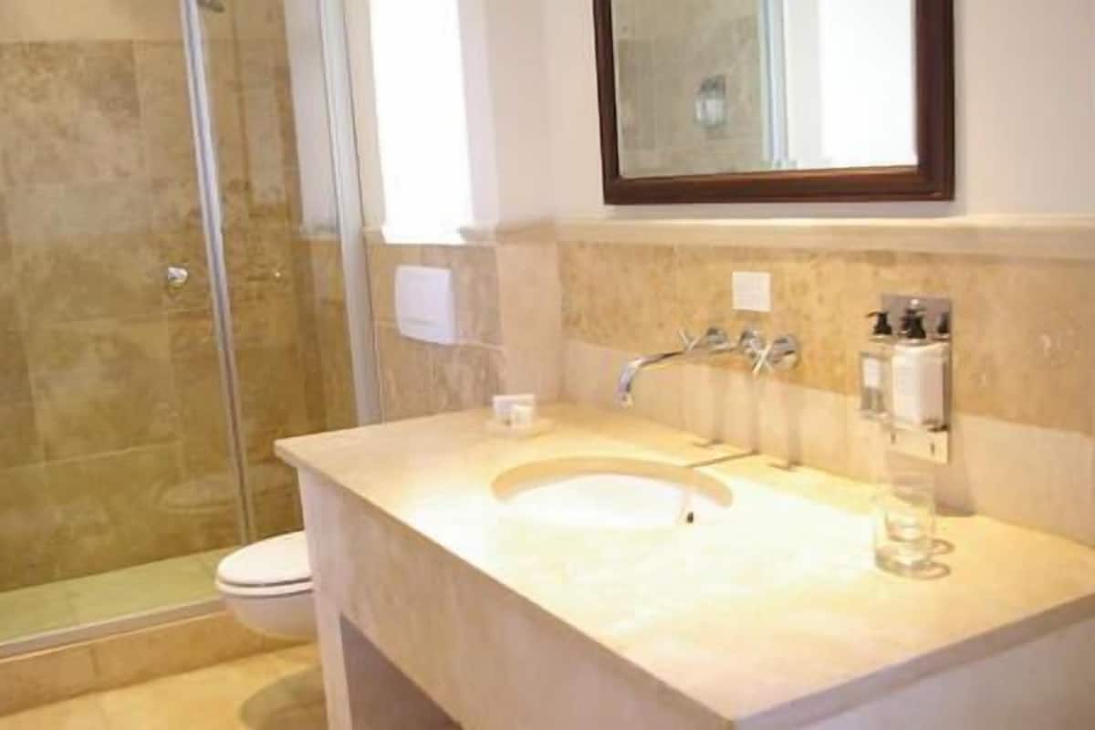 free toiletries, hair dryer, bathrobes, towels