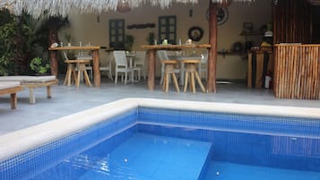 Outdoor pool, sun loungers