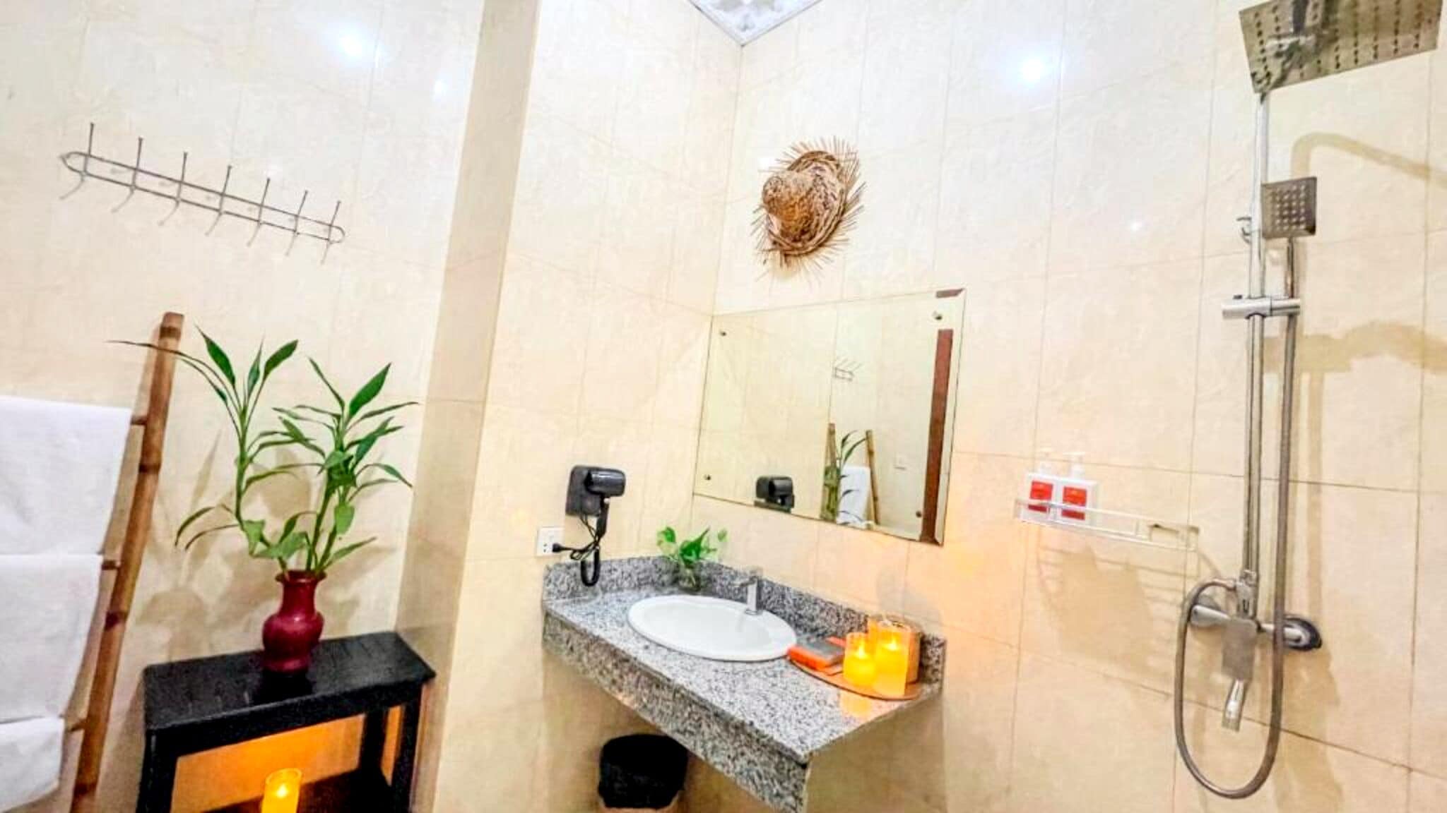 luxury room | bathroom | shower, free toiletries, hair dryer, bathrobes