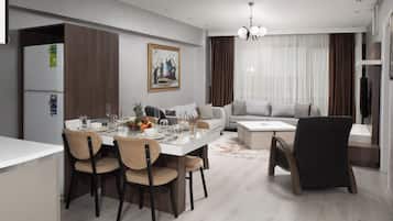 Suite – superior, 1 soverom, kjøkken | Eget kjøkken | Oppvaskmaskin og vannkoker