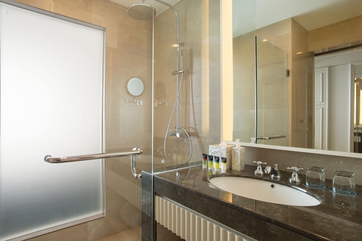 free toiletries, hair dryer, slippers, towels