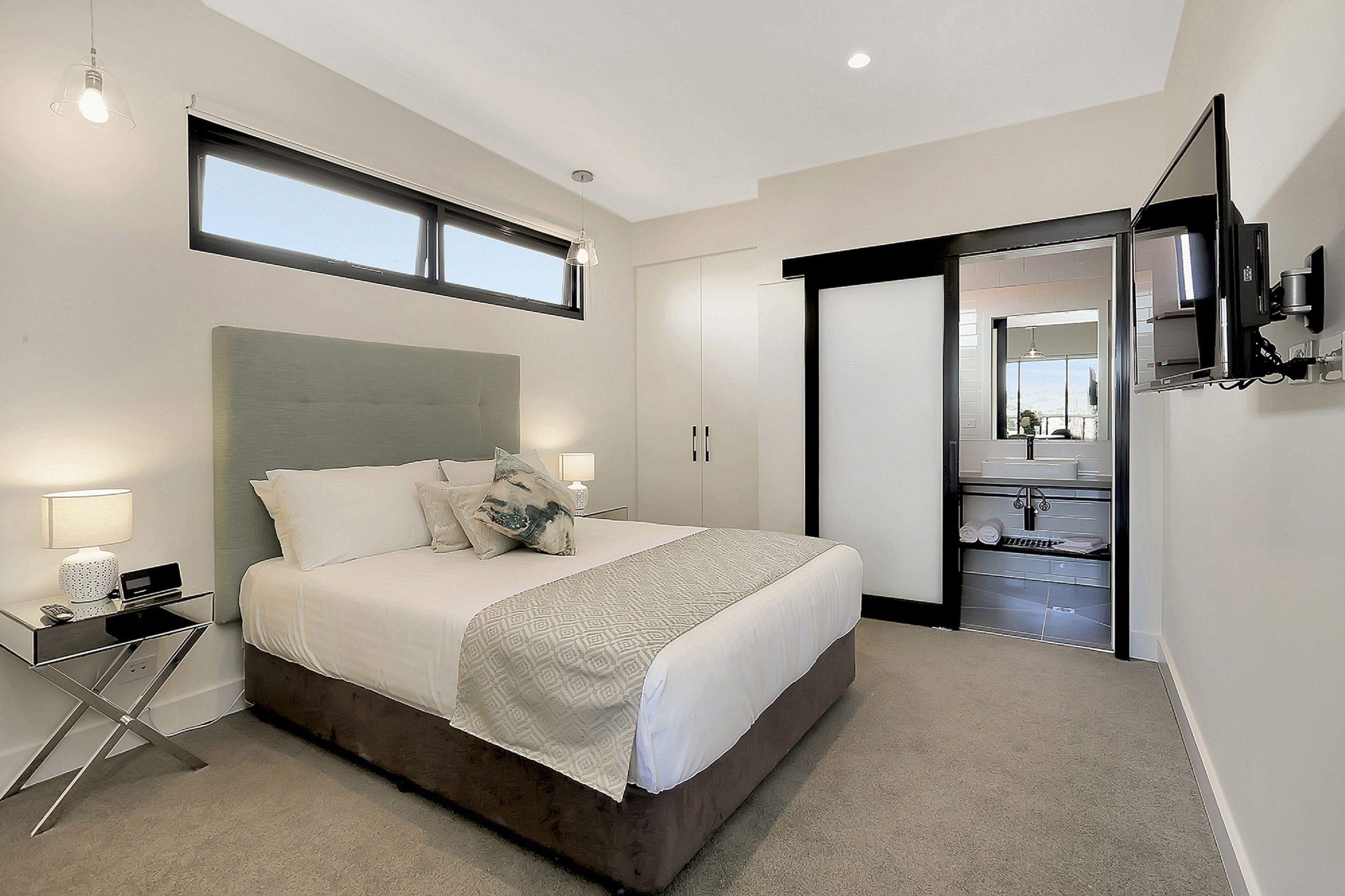 one bedroom apartment - balcony | in-room safe, desk, soundproofing, iron/ironing board