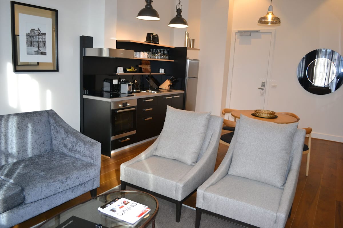 two bedroom apartment | in-room safe, desk, soundproofing, iron/ironing board