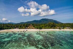 On the beach, white sand, scuba diving, snorkeling