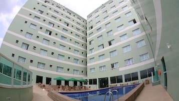 Outdoor pool, open 10:00 AM to 8:00 PM, pool umbrellas, sun loungers