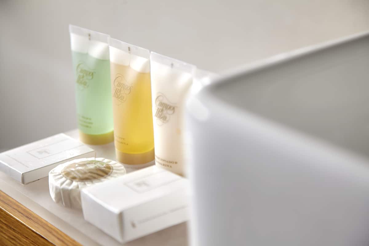 free toiletries, hair dryer, towels, soap