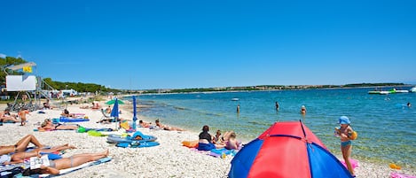 On the beach, scuba diving, snorkeling