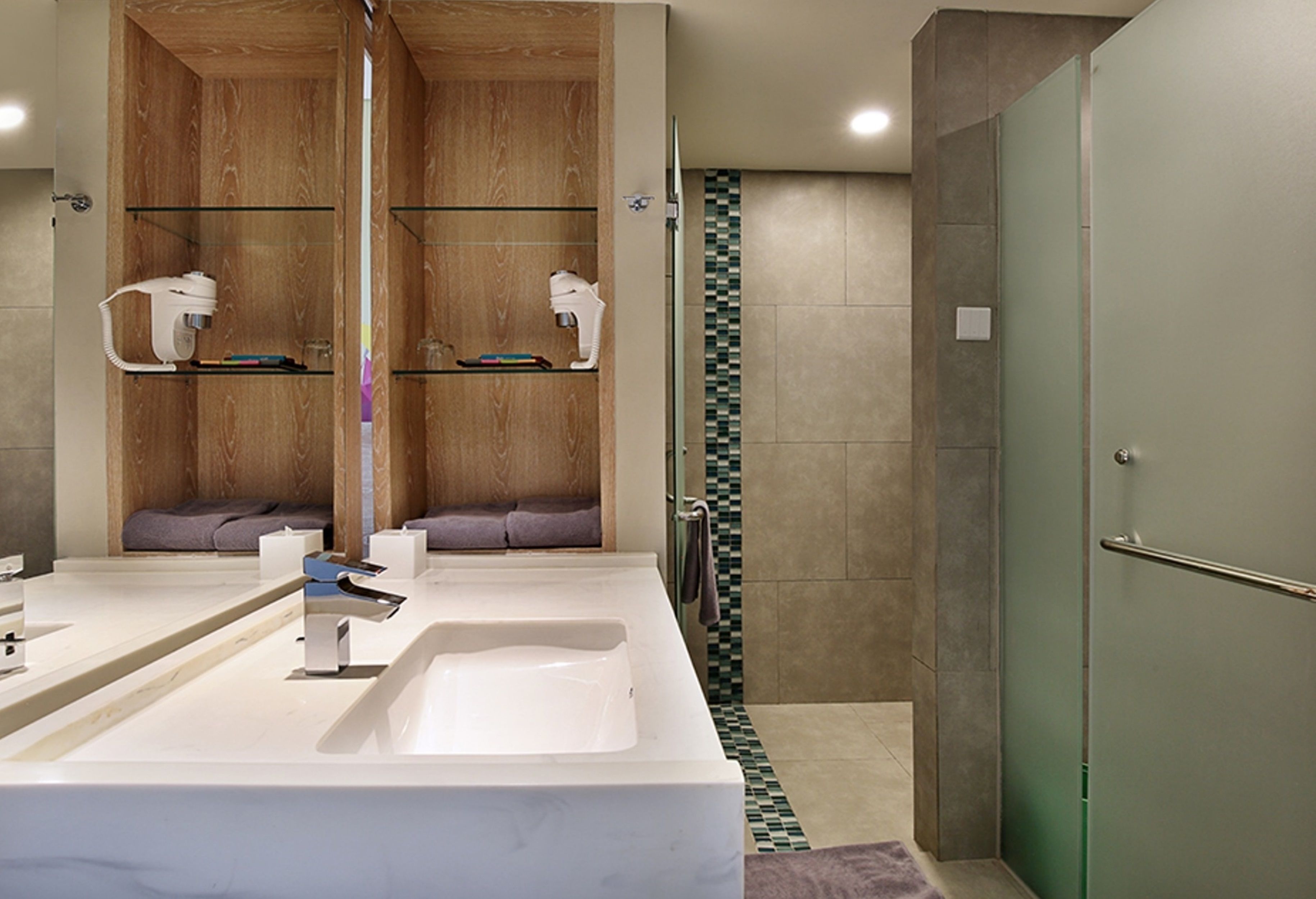 shower, rainfall showerhead, eco-friendly toiletries, hair dryer