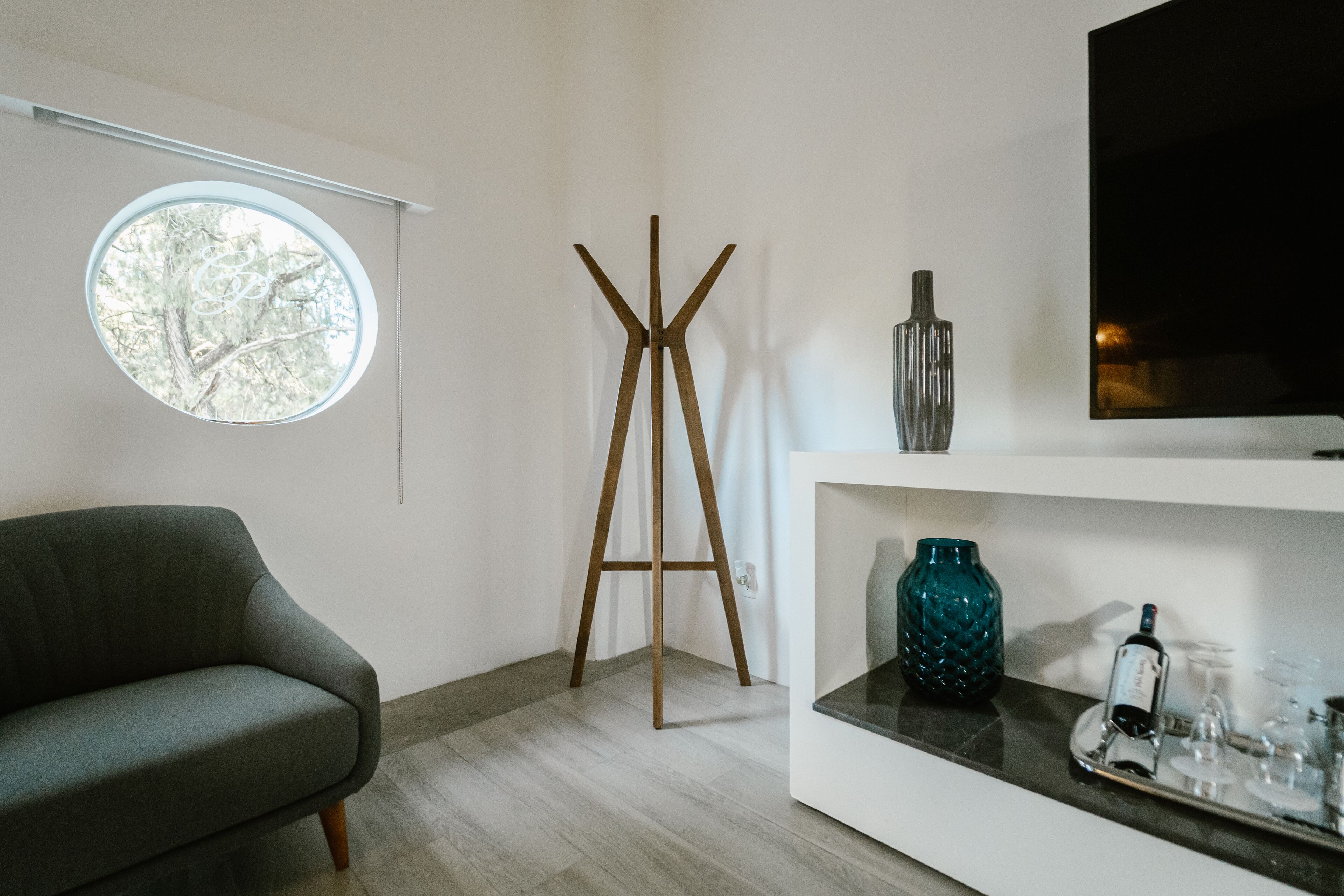 master suite with terrace -sterling | living area | 70-inch smart tv with satellite channels, tv, ipad